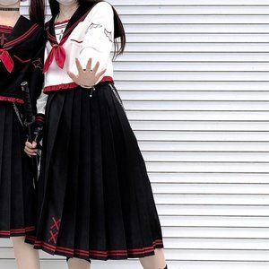 M White Devil Bunny JK Sailor Uniform 2Pcs Set: Long Sleeve